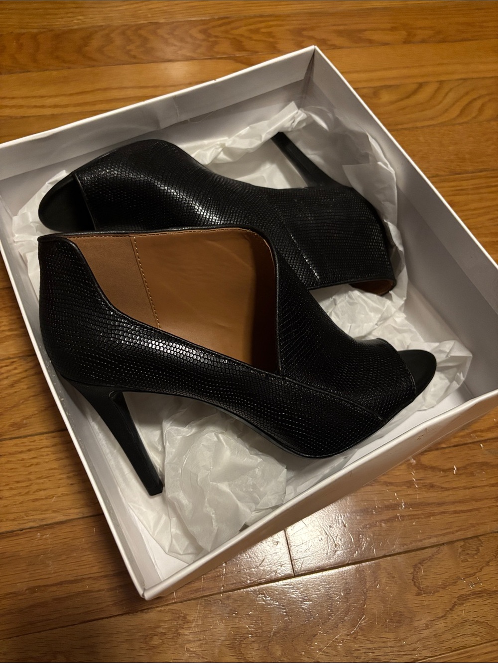 Calvin Klein Black Peep-Toe Stiletto Booties